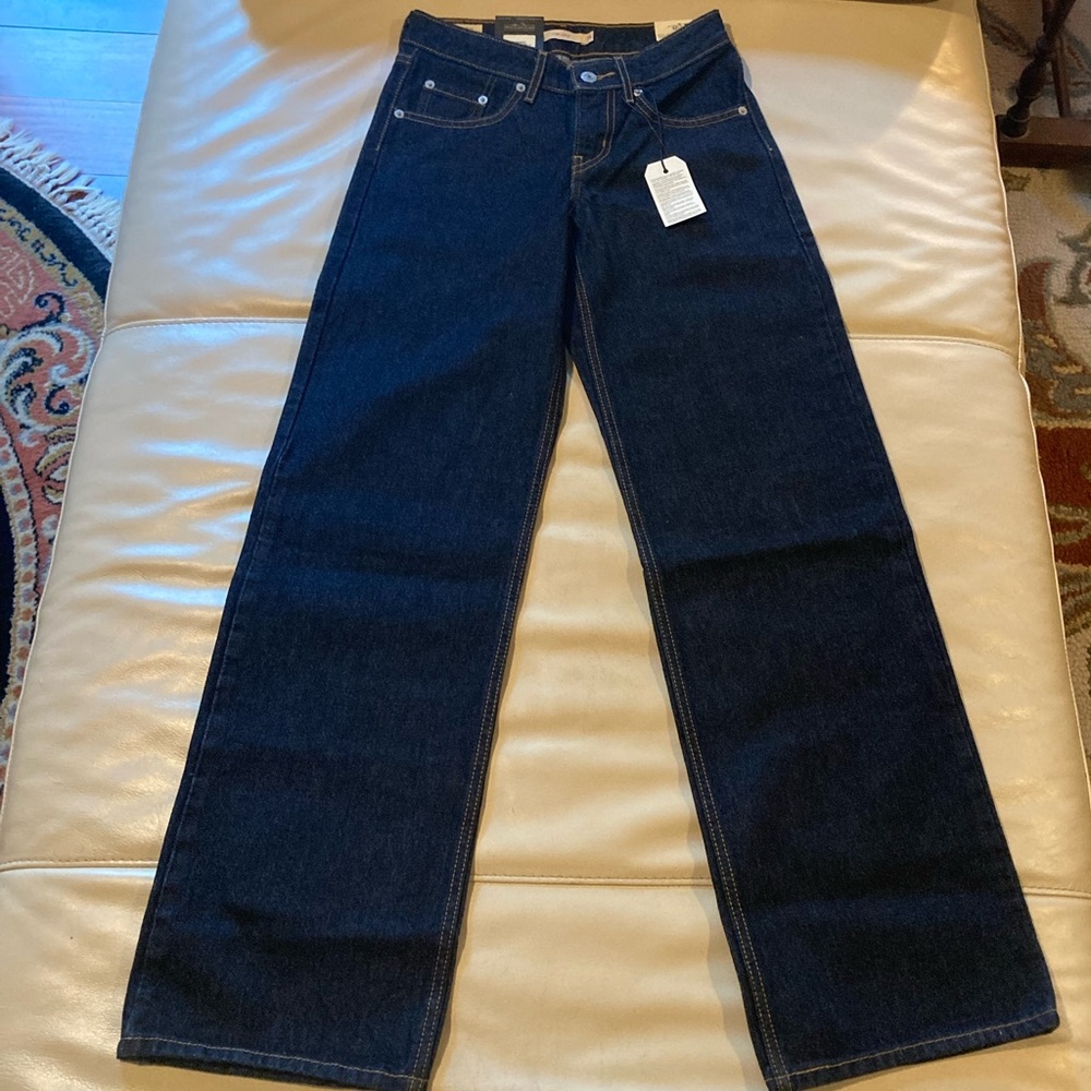 Levi’s Low Loose NWT dark wash cotton Blue Jeans size 24/32 - Picture 1 of 8
